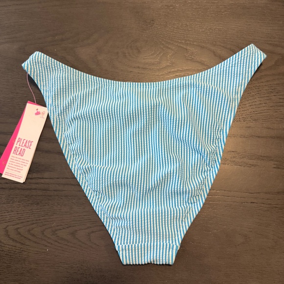 Lilly Pulitzer Swim Pico High Cut Bikini Bottom Size‎ 12 Seersucker Stripe - Picture 2 of 5